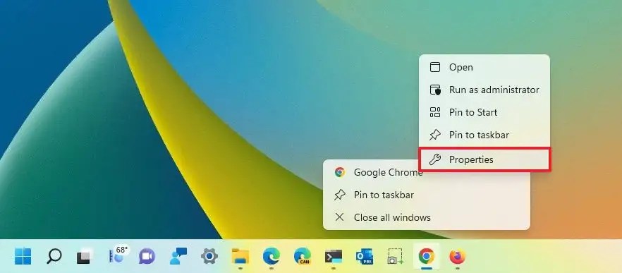 Chrome open button properties