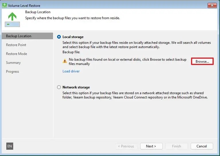 Veeam browse recovery backup