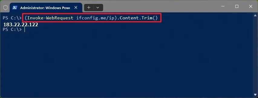 PowerShell check public IP