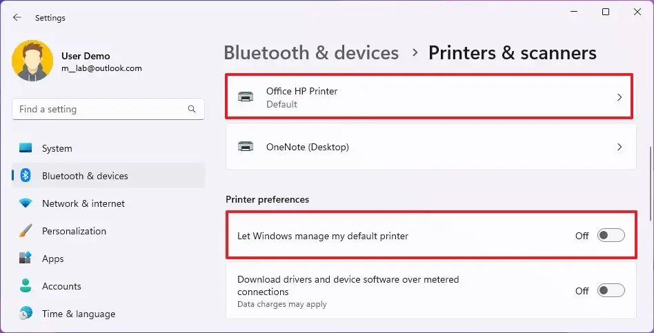 Disable Windows automatic default printer