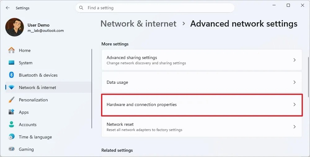 Hardware and connection properties