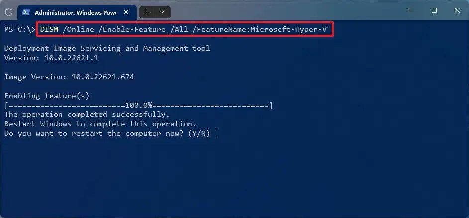 PowerShell abilita Hyper-V