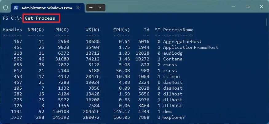 PowerShell list running apps