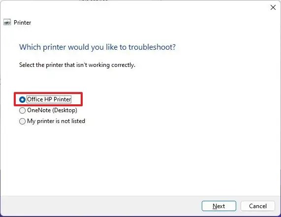 Select printer not working