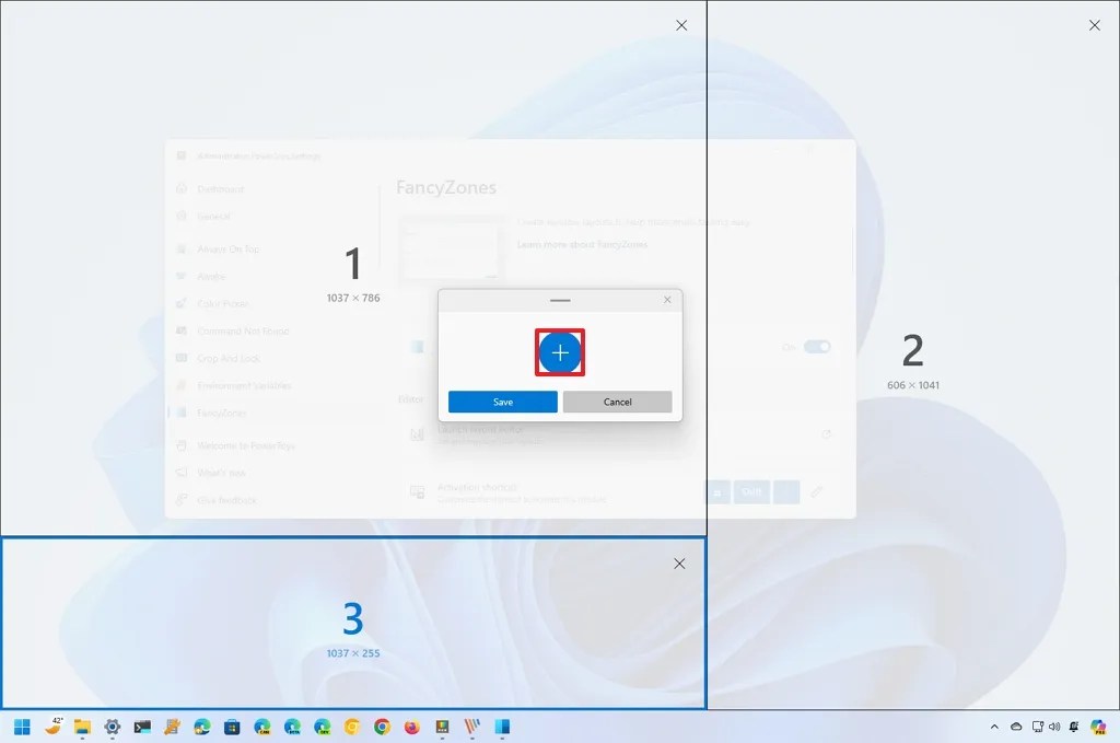 FancyZones add zones to layout