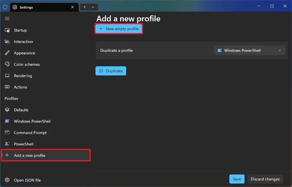 Windows Terminal create new profile