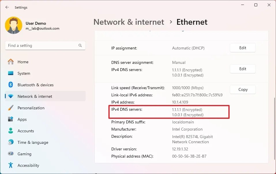 Check DoH on Windows 11