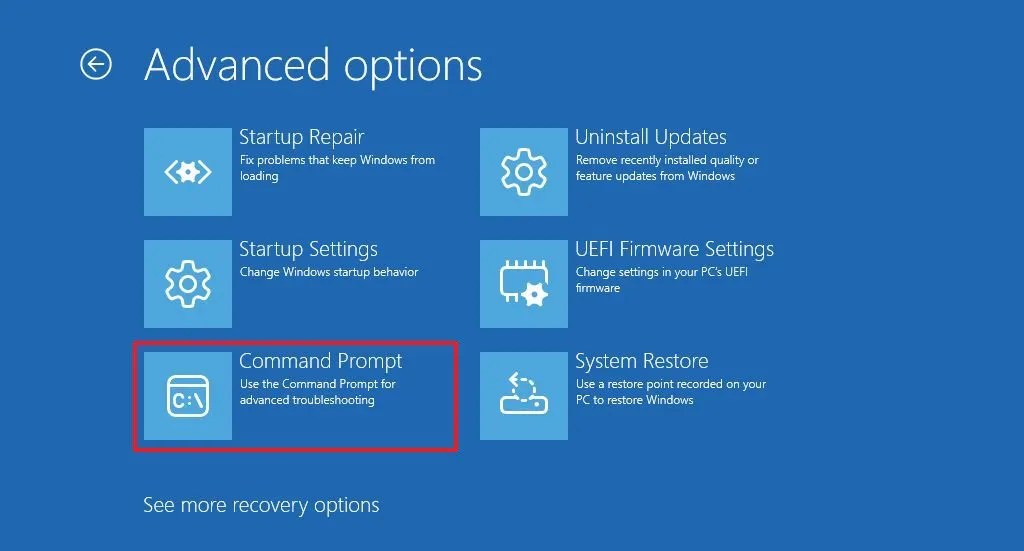 WinRE open Command Prompt