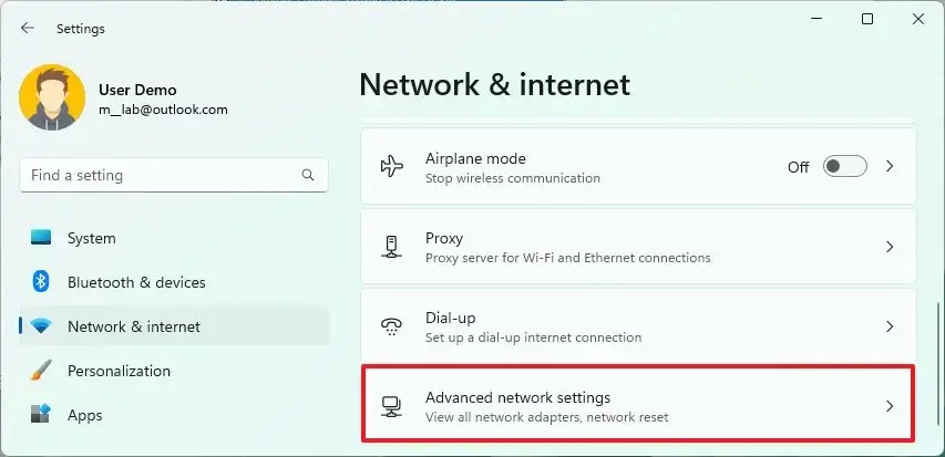 Advanced network settings