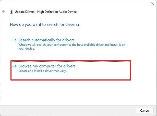 Browse my computer for drivers