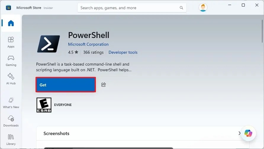 Microsoft Store install PowerShell