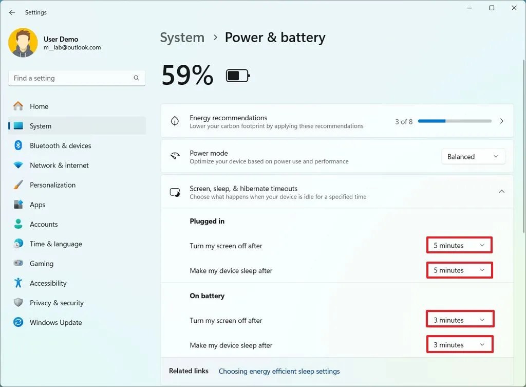 Alterar horários de sono