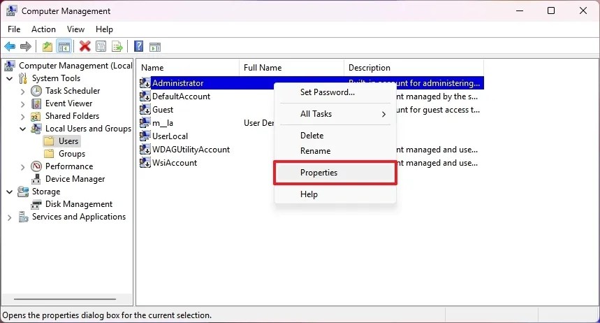 Computer Management users