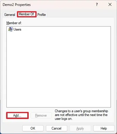 Computer Management add user group