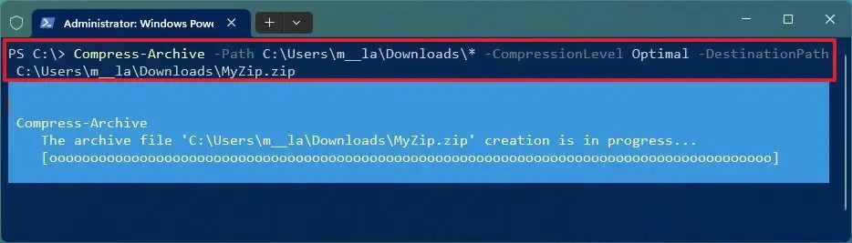 PowerShell zip files on Windows 11
