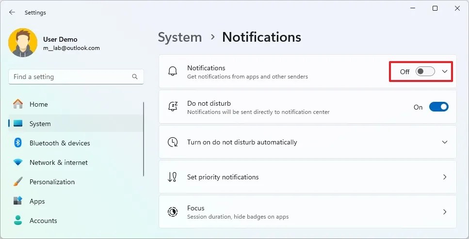 Windows 11 disable notifications