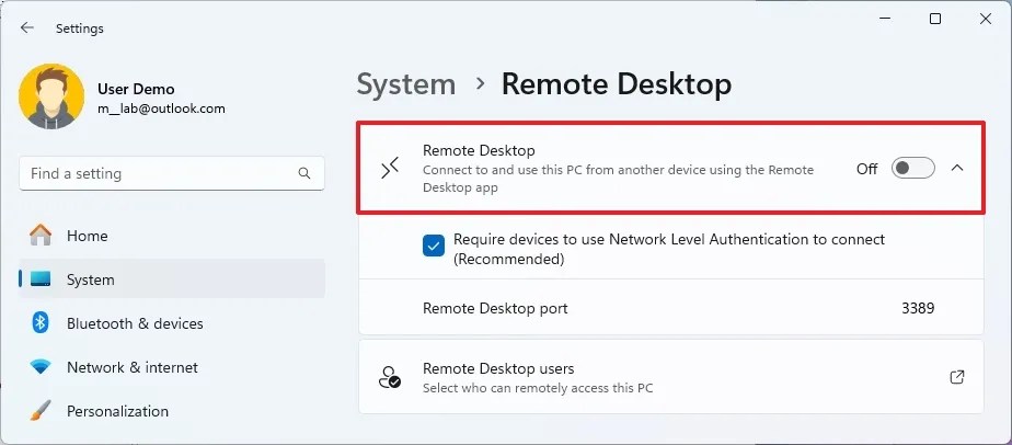 Remote Desktop disabled