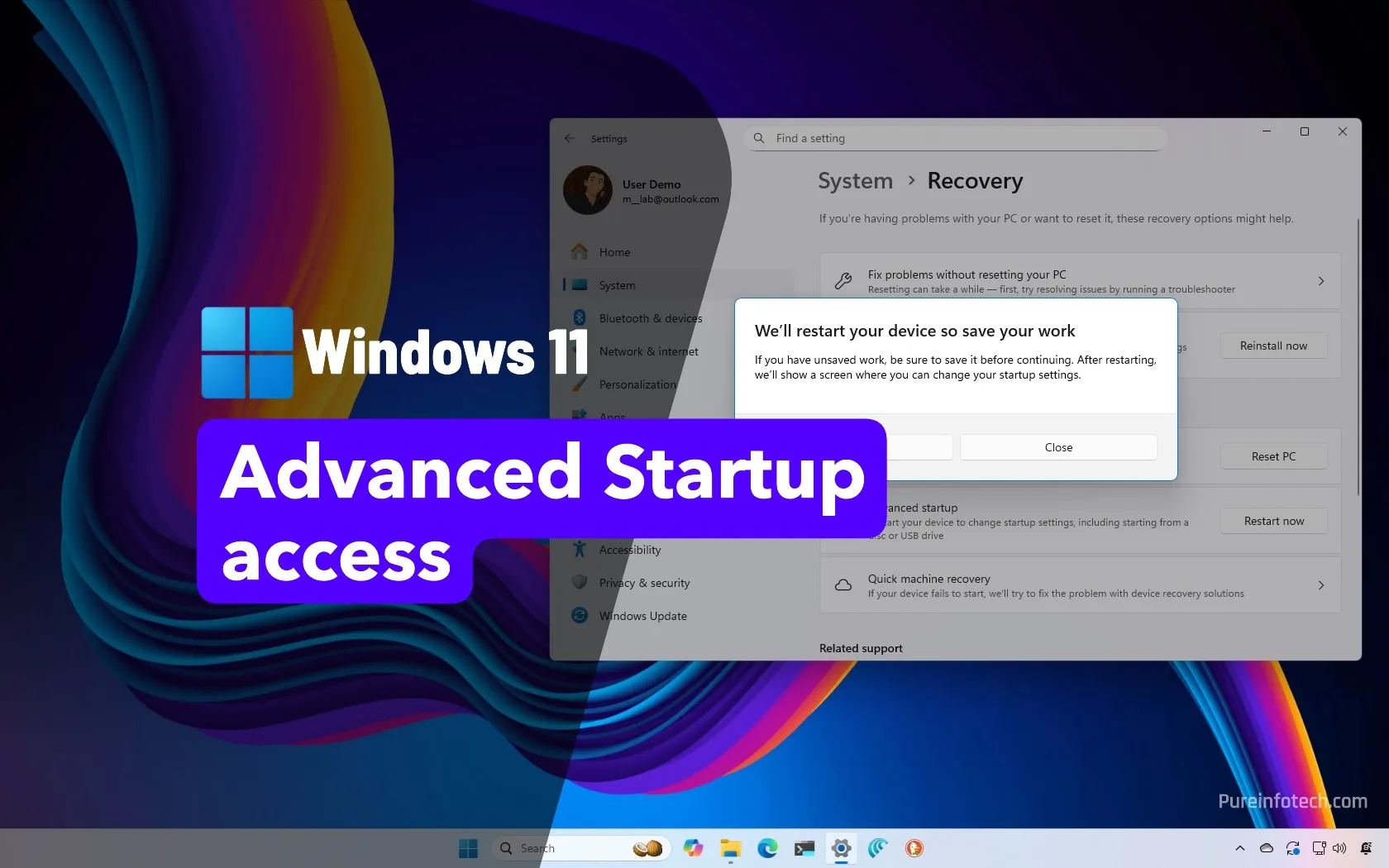 How to access Advanced Startup (WinRE) on Windows 11