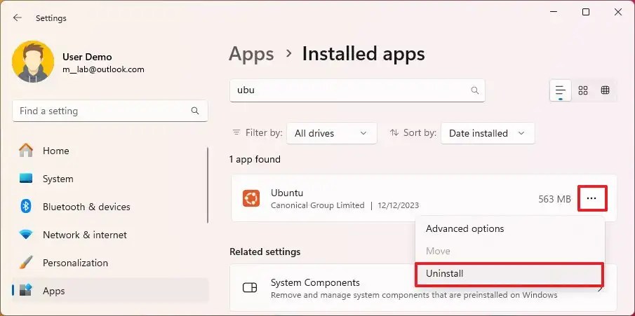 Uninstall WSL Linux distro