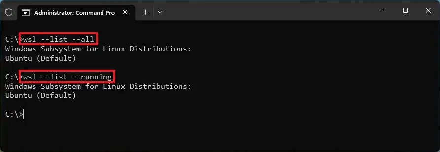 WSL list all installed distros