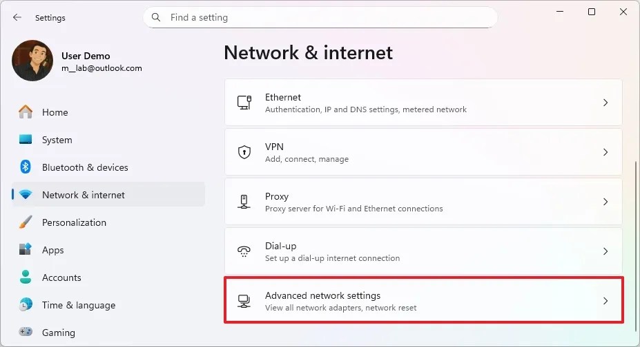 Advanced network settings