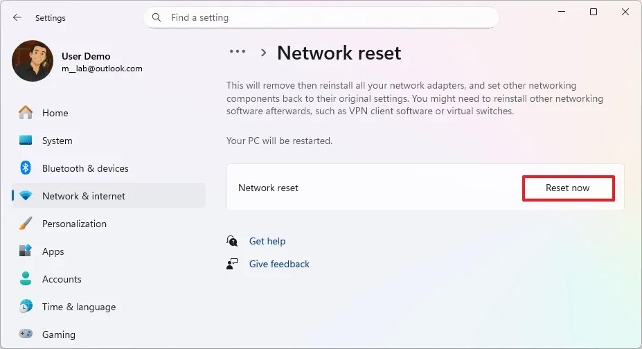 Windows 11 reset network adapters