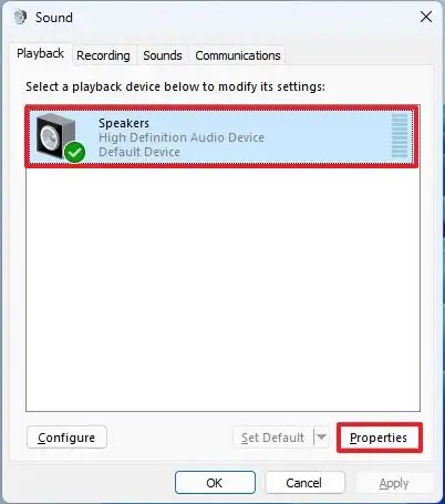 Sound device properties