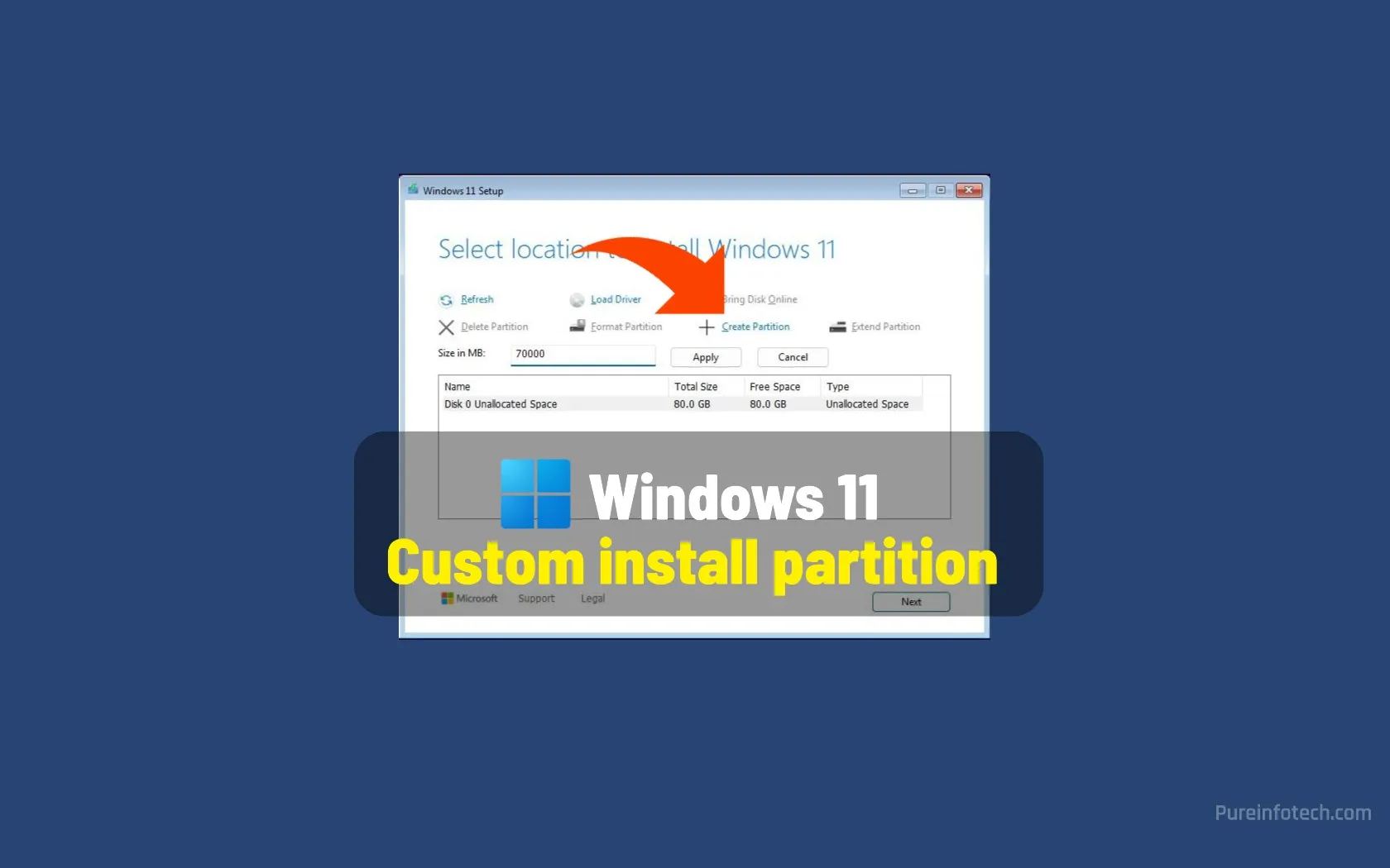 Windows 11 custom partition