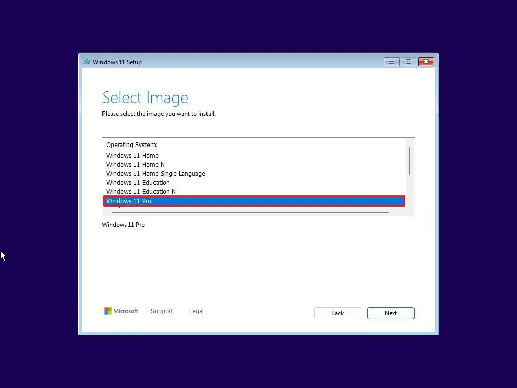 Windows 11 setup editions