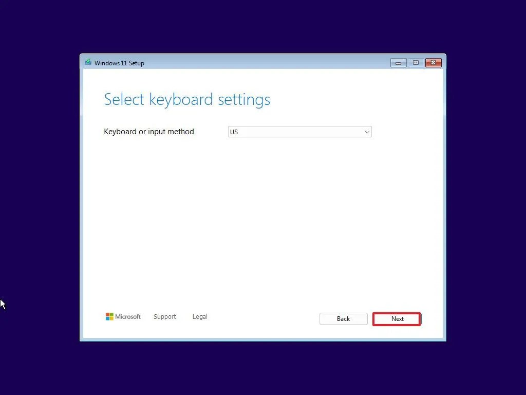 Windows 11 setup keyboard settings
