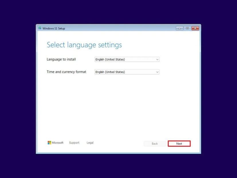 Windows 11 setup language settings