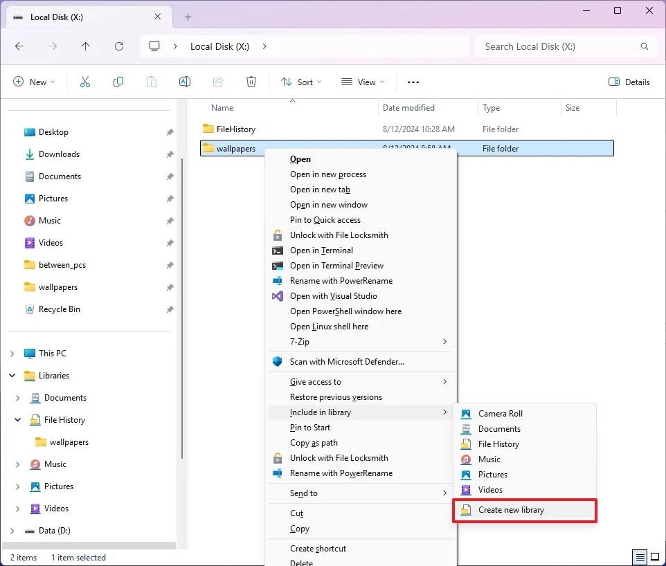 File History add custom folder locations