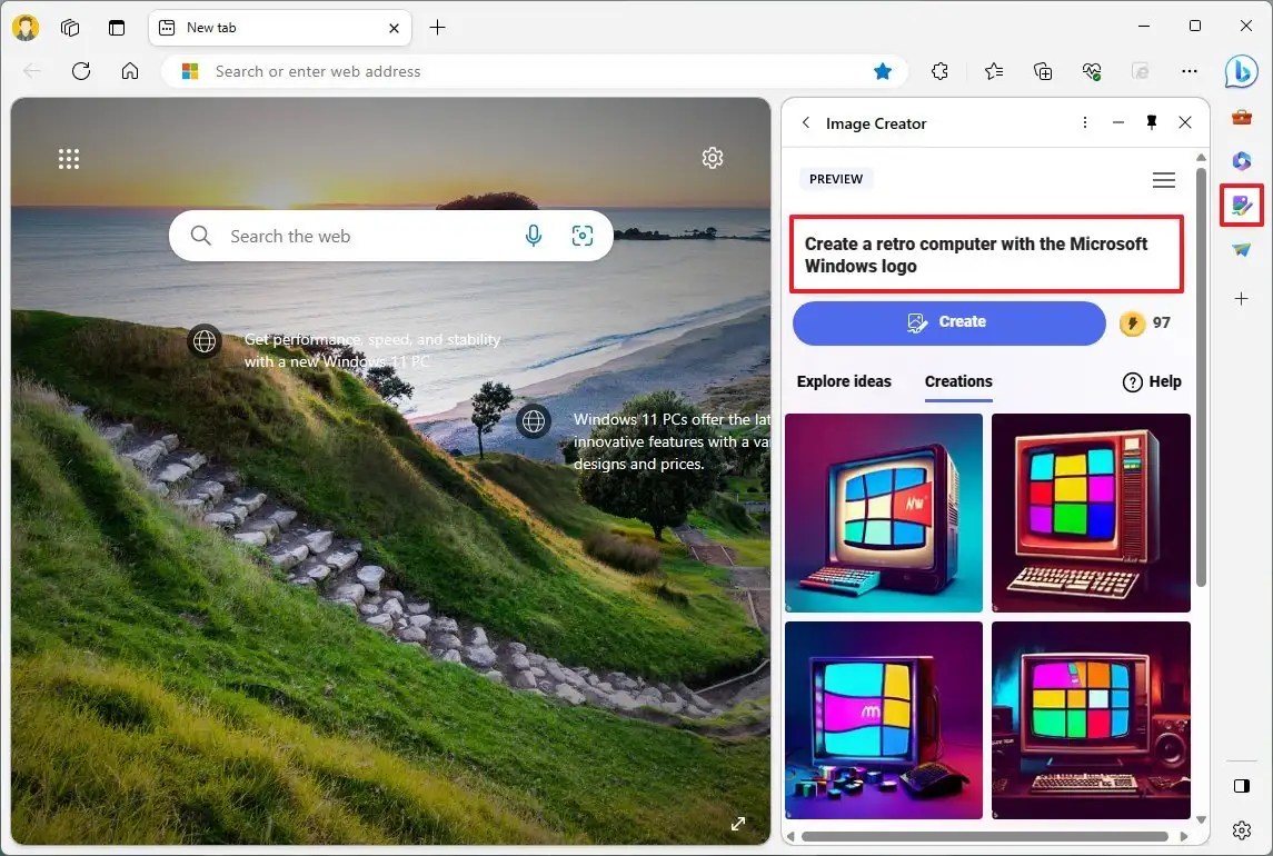 Microsoft Edge Bing Image Creator