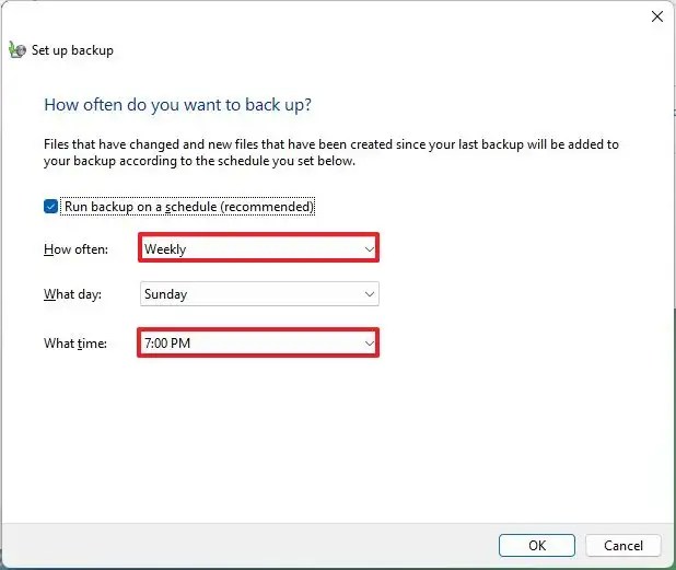 Schedule file backup