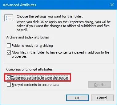 Windows 10 enable NTFS compression