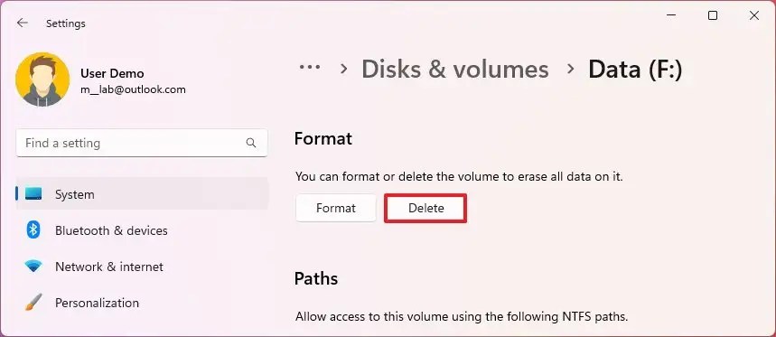 Windows 11 delete partition