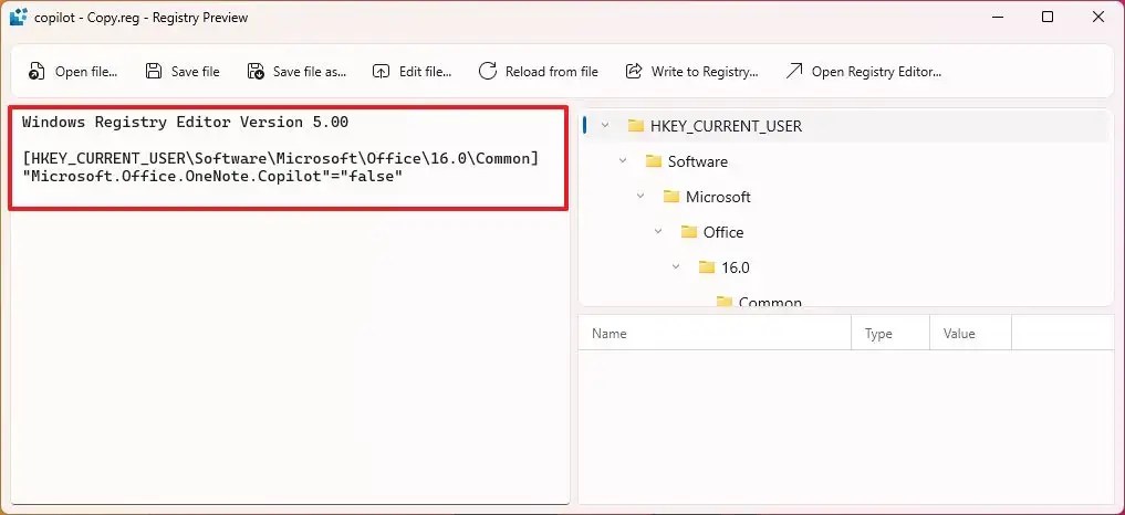 Create Registry setting