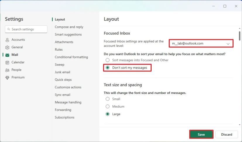 New Outlook app disable Focused Inbox