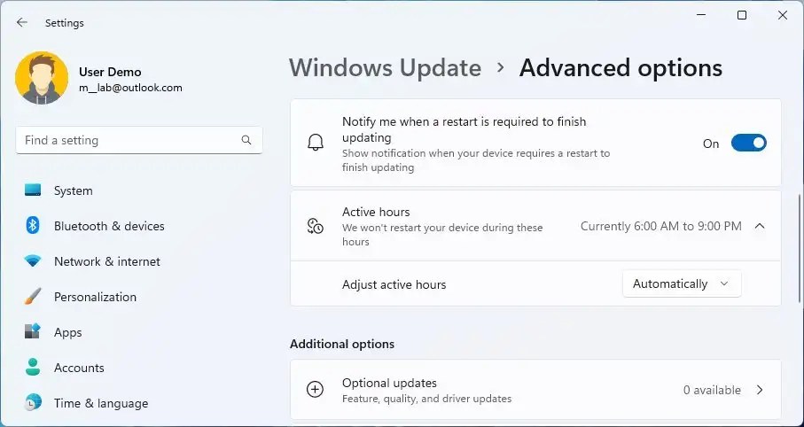 Active hours automatically