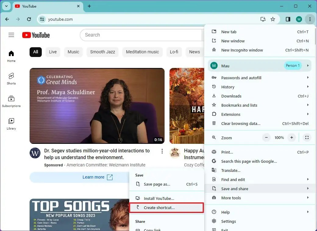 Chrome install YouTube app