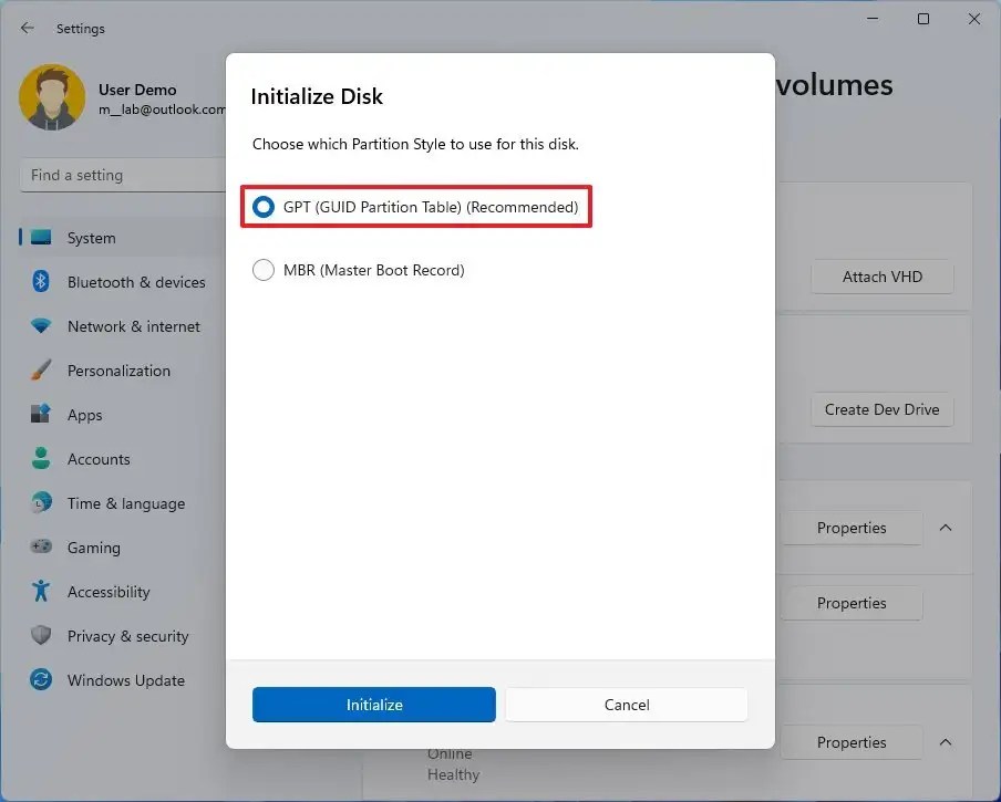 Initialize Dev Drive
