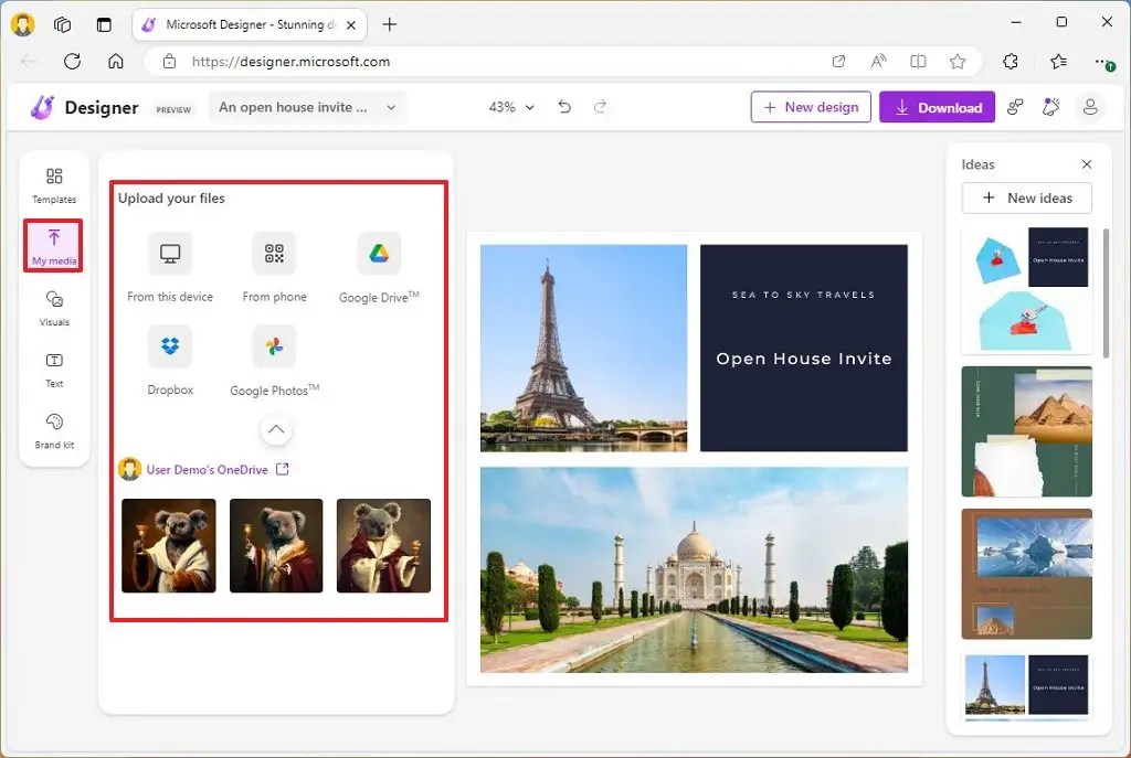 Microsoft Designer upload