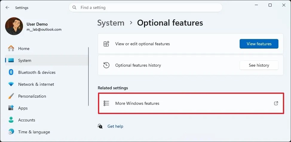 Open Windows Features