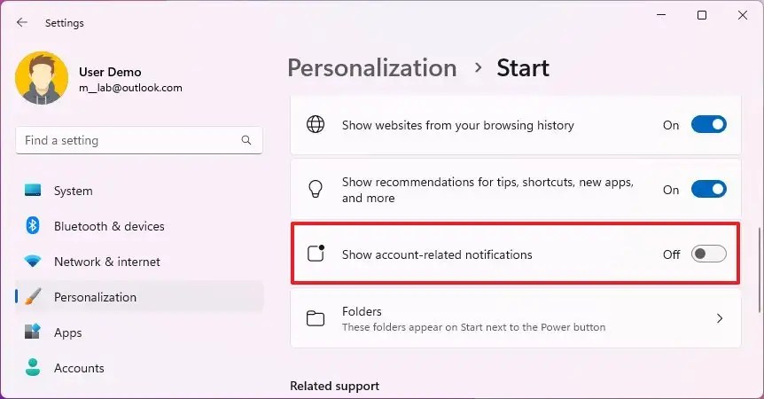Start disable notifications