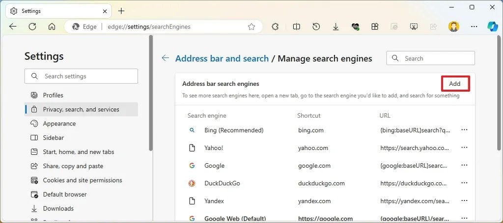 Add new Google search engine without AI 