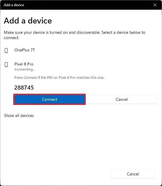 Windows 11 Bluetooth pairing code