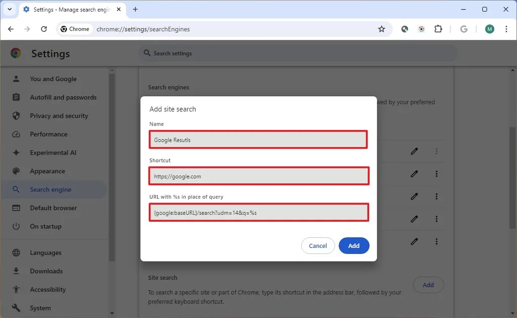 Chrome disable Google AI search