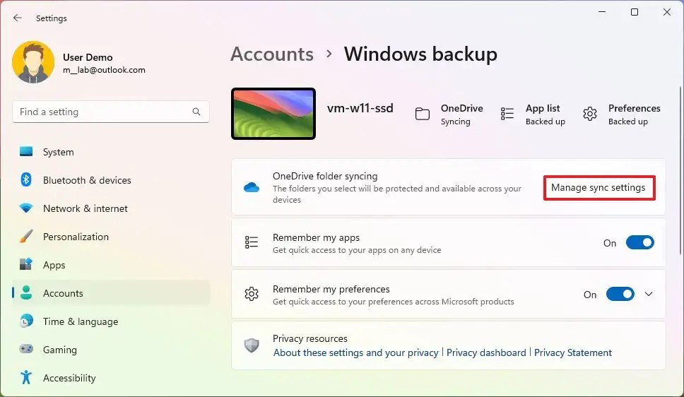 OneDrive manage sync settings