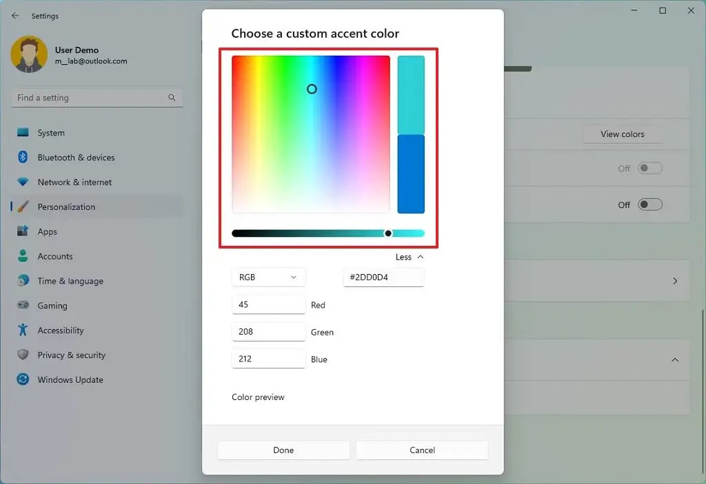 Create custom accent color
