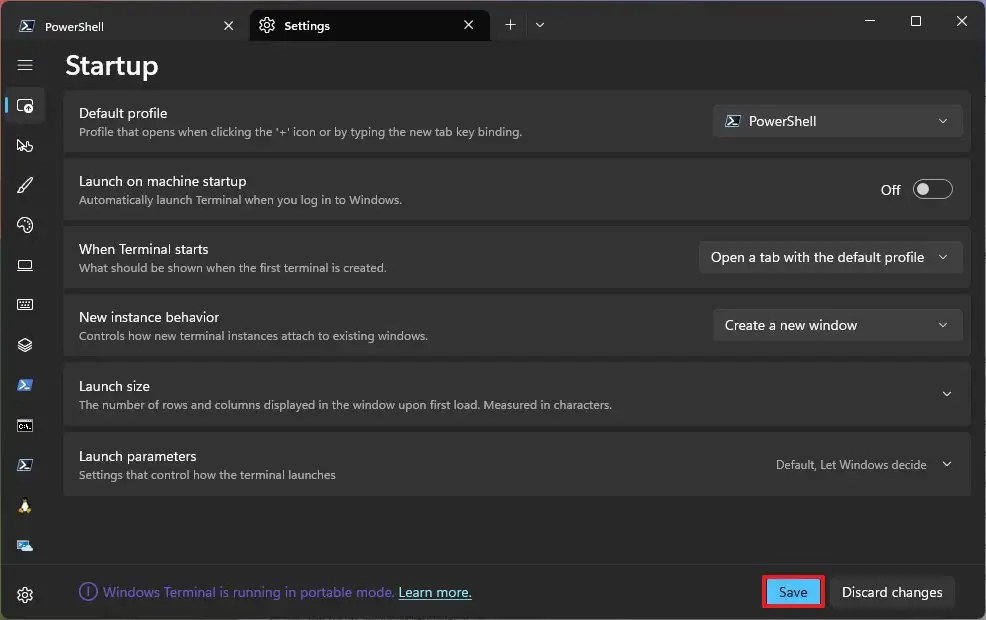 Windows Terminal portable mode configuration